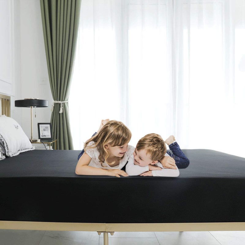 COSMOPLUS Fitted Sheet- COSMOPLUS Twin Fitted Sheet Onlyï¼ˆNo Flat Sheet or Pillow Shamsï¼‰,4 Way Stretch Micro-Knit,Snug Fit,Wrinkle Free,for Standard Mattress and Air Bed Mattress from 8â€ Up to 10â€,Black - Image 4